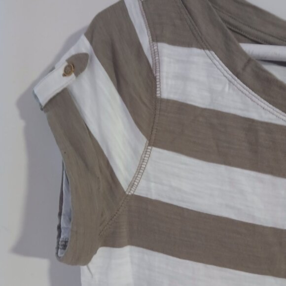 Banana Republic Factory Women's Tan / White Stripe Tee Shirt Dress  SZ S GUC - Picture 3 of 8